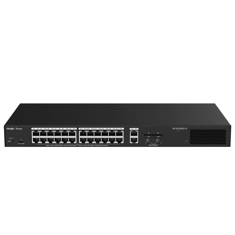 Reyee Switch PoE Cloud Managed - 24 PoE 802.3af/at + 2 SFP + 2 u