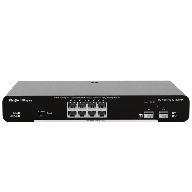Reyee Switch PoE Cloud Layer  2 - 8 porte PoE+ Gigabit+ 2 SFP Gi