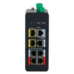 Switch PoE X-Security su Guida DIN - 4 porte PoE RJ45 + 1 porta 