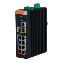 Switch PoE X-Security su Guida DIN - 8 porte PoE RJ45 + 2  porte
