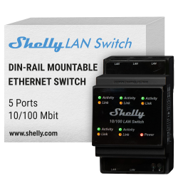 Shelly LAN Switch - Montaggio su guida DIN - 5 porte RJ45 - Supp