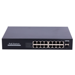 Switch PoE - 16 porte RJ45 + 2 SFP Uplink - 16x 10/100/1000Mbps 