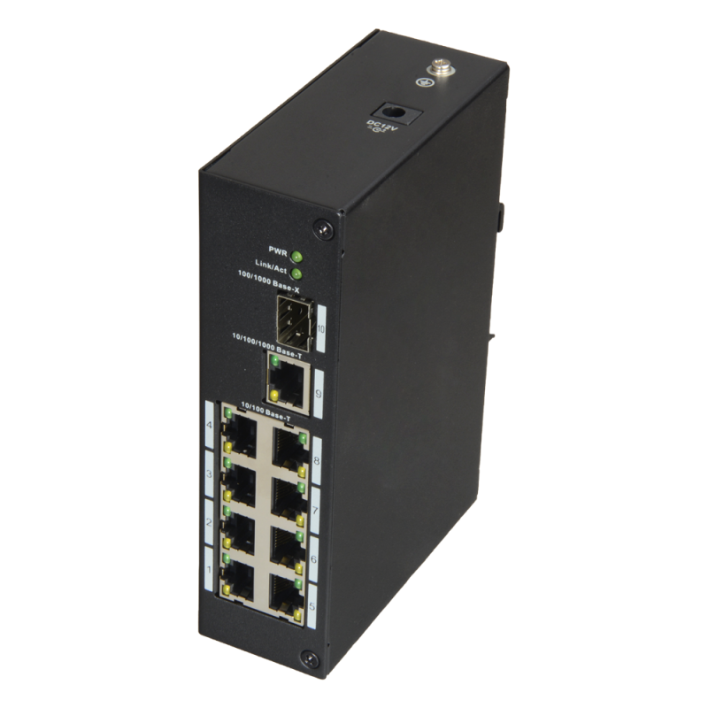 X-Security - Switch Industriale - 8 porte RJ45 + 1 Uplink GIGA +