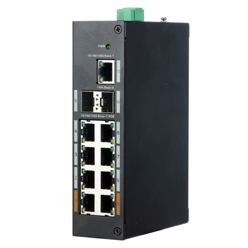 Switch Industrial X-Security - 8 porte RJ45 + 2 porte SFP + 1 po