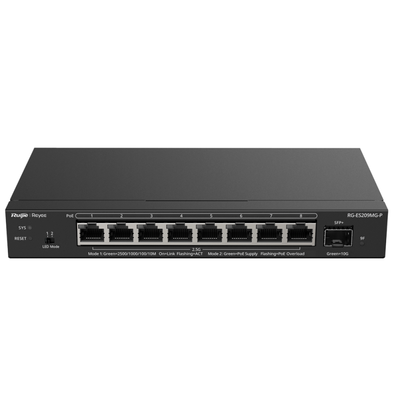 Reyee Switch PoE Cloud Capa 2 - 8 puertos PoE MultiGigabit+ 1 10