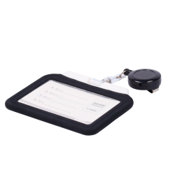 Portabadge - Cordino retrattile e clip - Disposizione in vertica