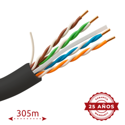 Cable UTP rgido de exterior - Categora 6 - Cumple con 90m Fluke 