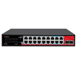 Safire Switch Hi-PoE - 16 porte PoE + 2 SFP + 2 RJ45 - Velocit d