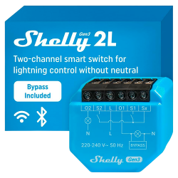 Shelly 2L Gen3 - WiFi 2.4 GHz IEEE802.11 b/g/n / Bluetooth -  In