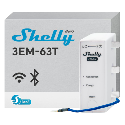 Shelly 3EM-63T Gen3 - WiFi 2.4 GHz / Bluetooth - Misuratore di c