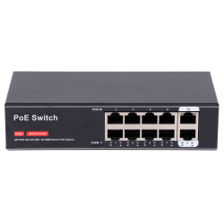 Switch PoE - 8 Porte PoE + 2 Uplink RJ45 - Velocit 10/100 Mbps -